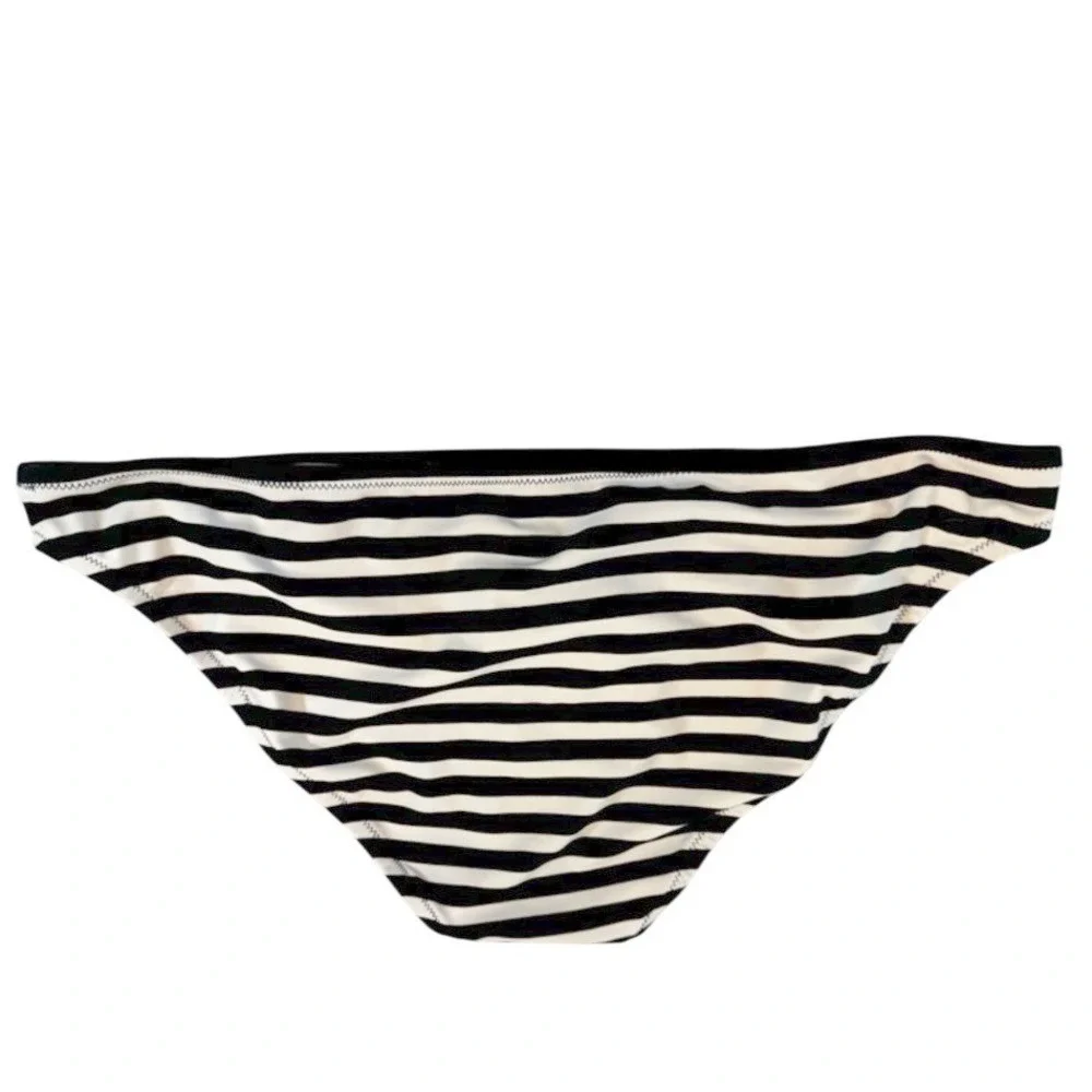J.Crew‎ Black White Striped Bikini Bottom Swim H5411 Large NWT